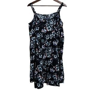 Torrid black floral spaghetti strap flowy rayon dress - Size 1 (1X)